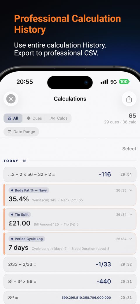 CueCalc App Store — Professional Calculation History