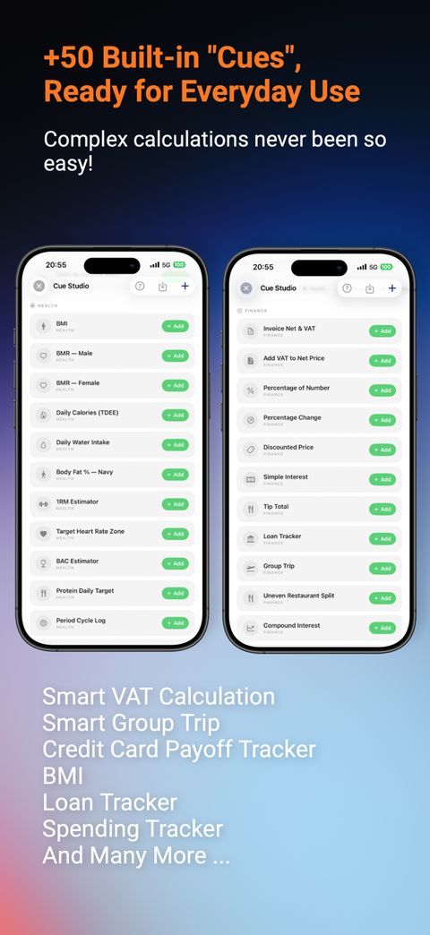 CueCalc App Store — +50 Built-in Cues, Ready for Everyday Use